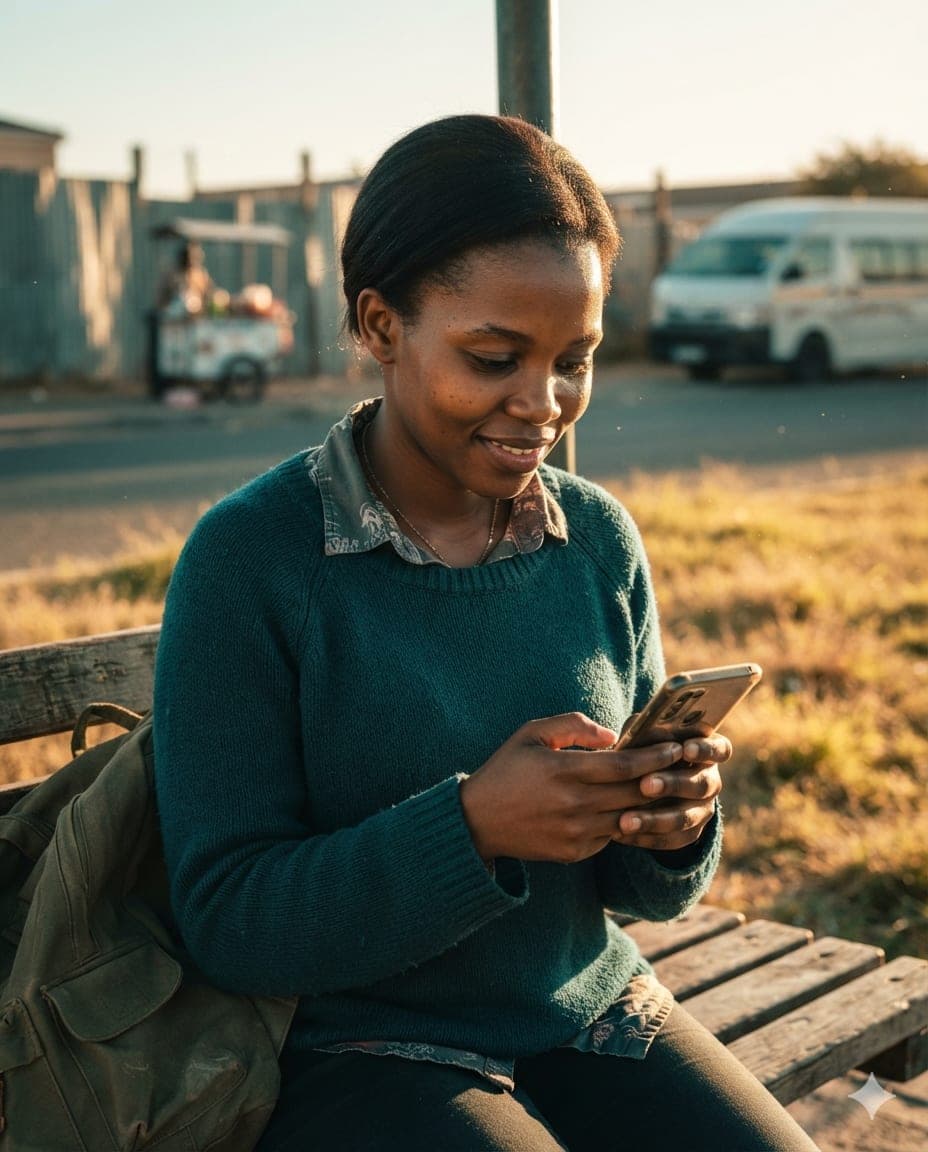A job seeker checking their phone, ready to apply